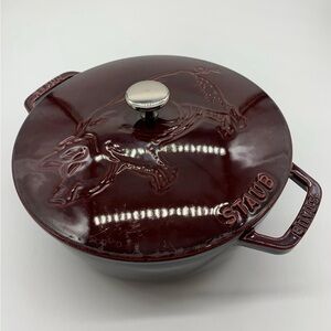 Staub Burgundy Cast Iron Cocotte with Embossed Lid